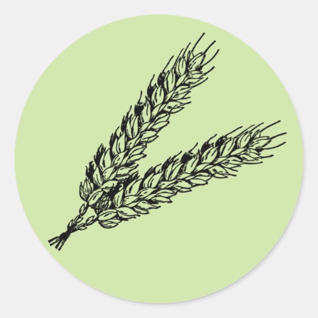 Rustikales Blau Grün Weizen Runder Aufkleber (Vorderseite)
