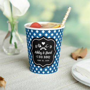 Rustikales Blau - Ich heirate BBQ - Benutzerdefini Pappbecher