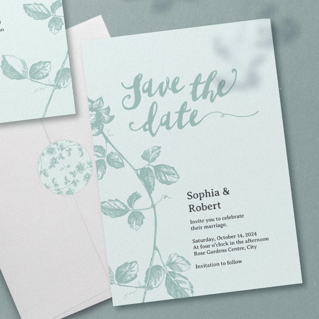 Rustikales Blau Save The Date (Rustic Whimsical Floral Wedding Save the date)