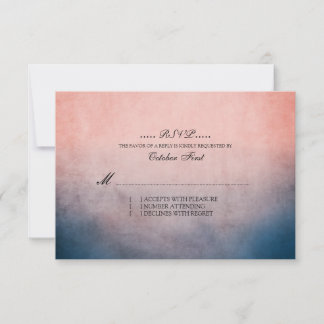 Rustikales Blau und Rosa Bohemische Hochzeit RSVP Karte