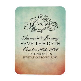 Rustikales Blau und Rot Save the Date Bohemisch Magnet