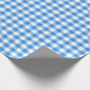 Rustikales Blau-Weiß-Gingham-Muster Geschenkpapier
