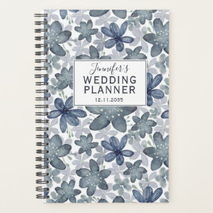 Rustikales, blaues Blumenmuster Hochzeitsplaner Planer