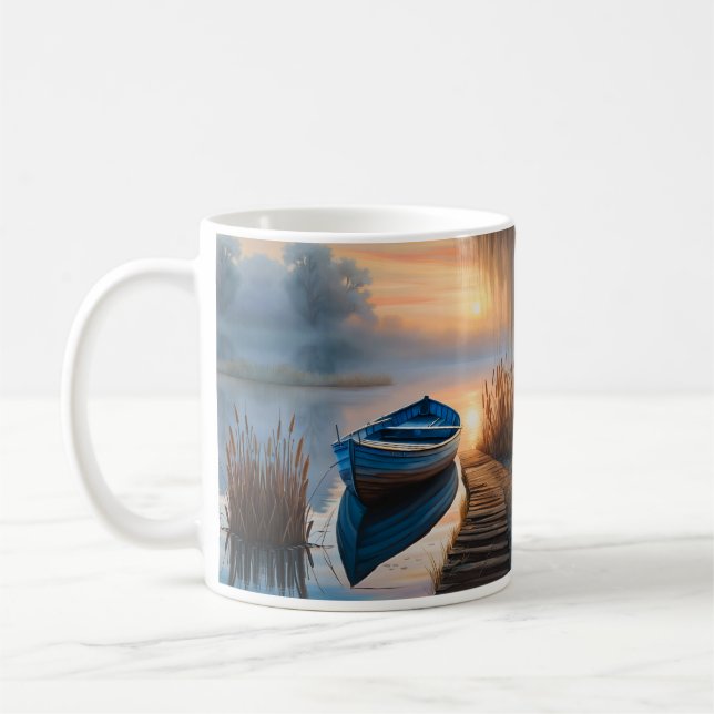 Rustikales blaues Boot, ich würde eher fischen Kaffeetasse (Links)
