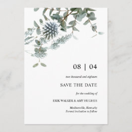 Rustikales blaues Floral Save the Date Einladung
