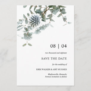 Rustikales blaues Floral Save the Date Einladung