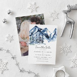 Rustikales Blaues Gebirge Wasserfarbe Save the Dat Save The Date<br><div class="desc">Rustikale Blaue Gebirgsfarbe Save the Date - Unsere Einladung zeigt eine herrliche,  wasserfarbene Bergwelt mit Kiefernbäumen. Save the Date ist Teil einer Sammlung.</div>