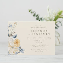 Rustikales blaues Gelbblütenwasser Boho Hochzeit