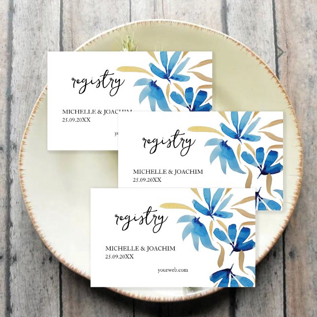 Rustikales blaues Gold Wildblumen Begleitkarte (Von Creator hochgeladen)