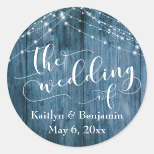 Rustikales blaues Holz und weiße helle Streichhölz Runder Aufkleber