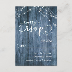 Rustikales blaues Holz, Weißes UAWG RSVP Karte