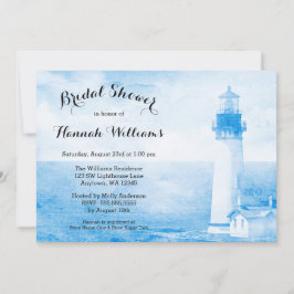 Rustikales blaues Leuchtturm-Brautparty Einladung