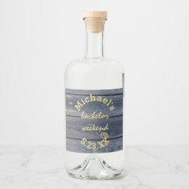 Rustikales Blauholz | Bachelor Weekend Monogram Alkoholflaschenetikett