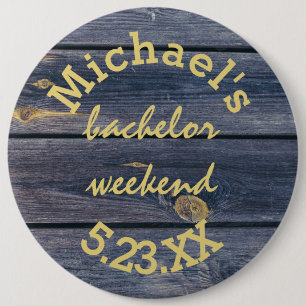 Rustikales Blauholz   Bachelor Weekend Monogram Button