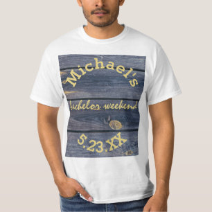 Rustikales Blauholz Bachelor Weekend Monogram T-Shirt