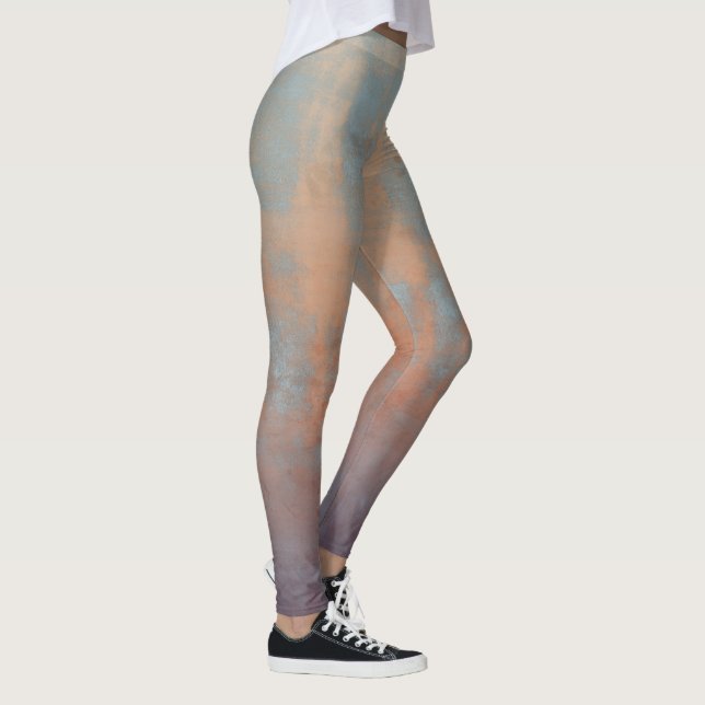 Rustikales Blaurost Abstrakt Art Nr. 67 Leggings (Rechts)