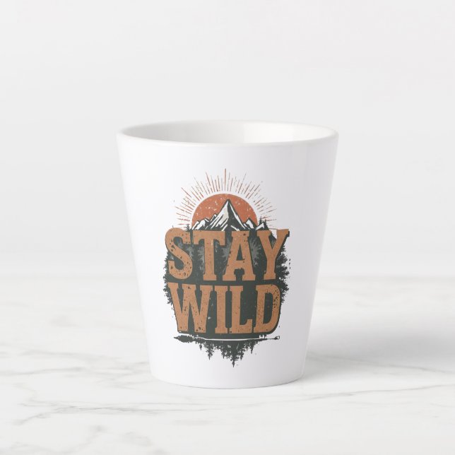 Rustikales Bleib Wild Wander-Grafik Milchtasse (Vorderseite)