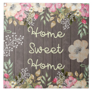 Rustikales Blick-Zuhause-süßes Zuhause-Blumenhol Fliese