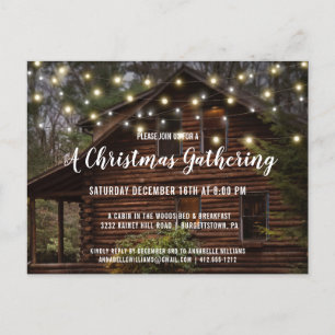 Rustikales Blockhaus String Lights Weihnachtsgebäc Einladungspostkarte