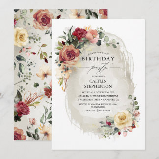 Rustikales Bloom Elegant Einladung zum Geburtstag