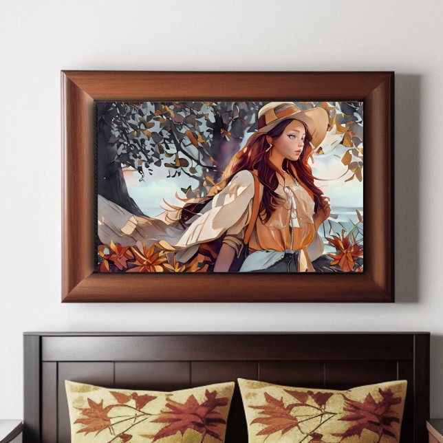 Rustikales Blue and Tan Watercolor Girl Poster (Von Creator hochgeladen)