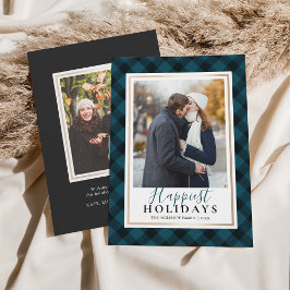 Rustikales Blue Buffalo Kariert Happiest Holidays Feiertagskarte