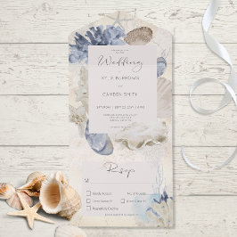 Rustikales Blue Ocean Beach Cream Dinner All In One Einladung