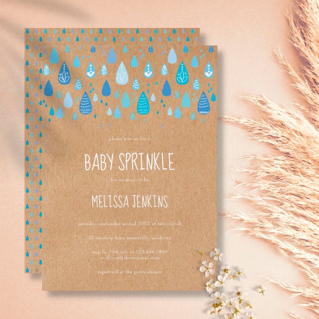 Rustikales Blue Raindrops Baby Boy Sprinkle / Dusc Einladung (Von Creator hochgeladen)