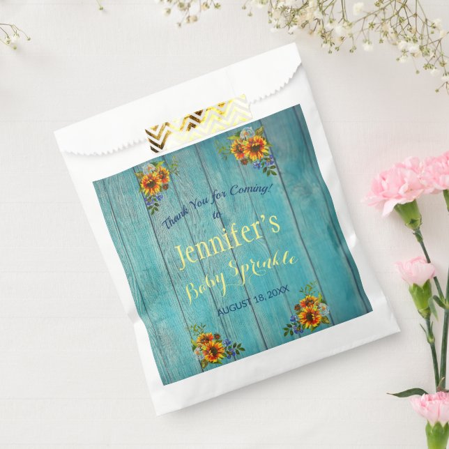 Rustikales Blue Sunflower Baby Sprinkle Party Geschenktütchen (Versiegelt)