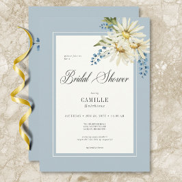 Rustikales Blue & White Daisies Brautparty Einladung