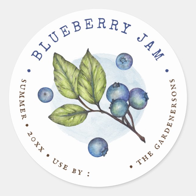 Rustikales Blueberry-Jam Classic Round Runder Aufkleber (Vorderseite)
