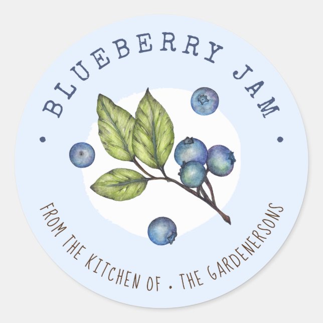 Rustikales Blueberry Jam Classic Round Stic Runder Aufkleber (Vorderseite)