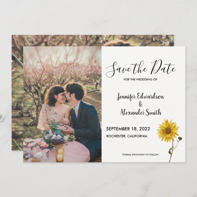 Rustikales blühendes Foto Save The Date (Vorne/Hinten)