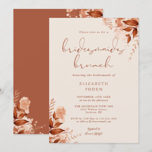 Rustikales Blumen-Terrakotta-Jungfrauen-Brunch Einladung