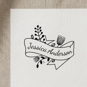 Rustikales Blumenband Abzeichen Personalisierter N Permastempel