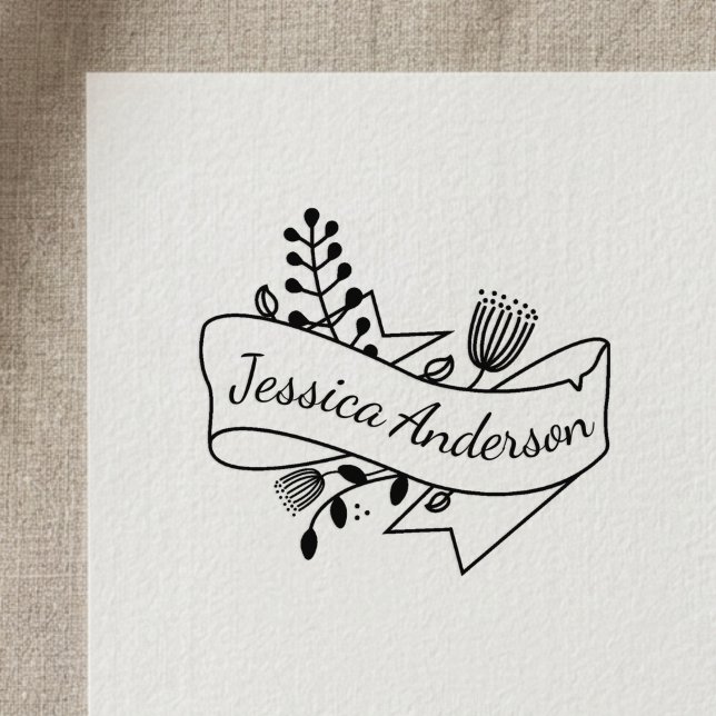 Rustikales Blumenband Abzeichen Personalisierter N Permastempel (Von Creator hochgeladen)