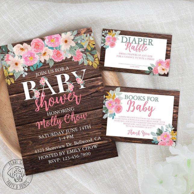 Rustikales Blumenbuch für die Babyverpackungskarte Begleitkarte (Von Creator hochgeladen)