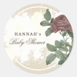 Rustikales Blumenburgund Marsala Modernes Minimali Runder Aufkleber