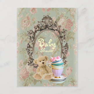 rustikales Blumenddy Bär Babydusche Einladungen