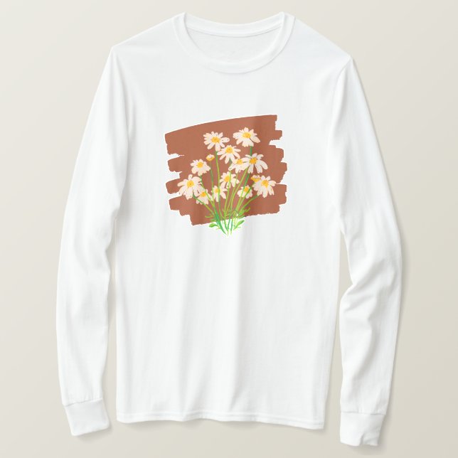 Rustikales Blumendesign auf braunem Hintergrund T-Shirt (Design vorne)