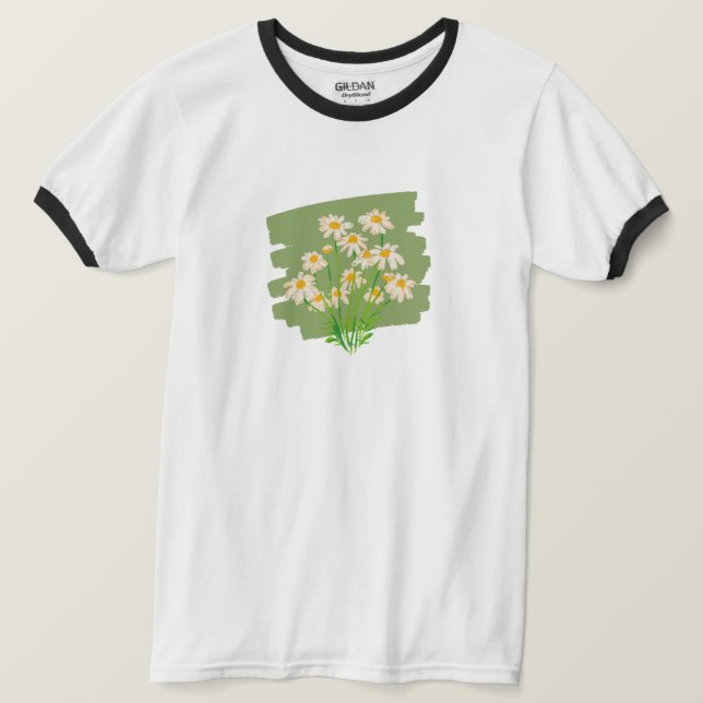 Rustikales Blumendesign im grünen Hintergrund T-Shirt (Design vorne)