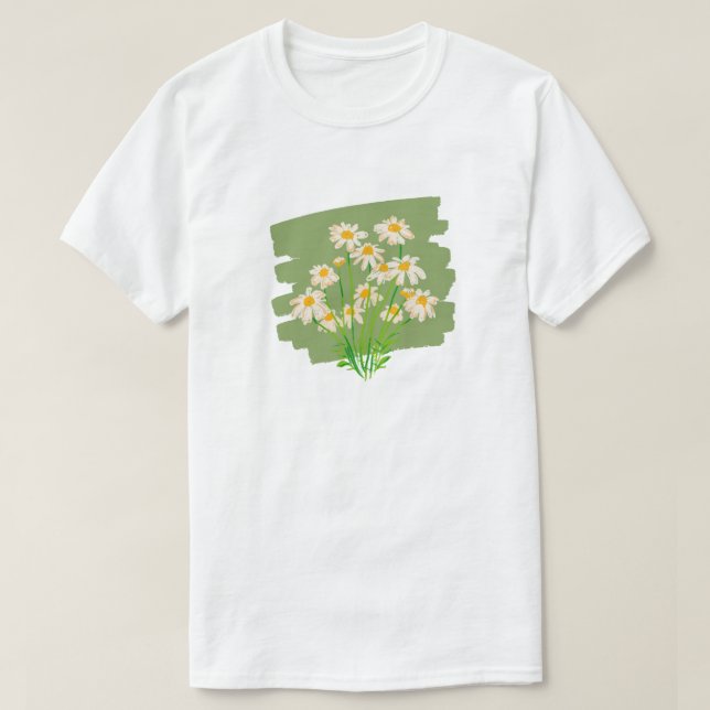 Rustikales Blumendesign im grünen Hintergrund T-Shirt (Design vorne)