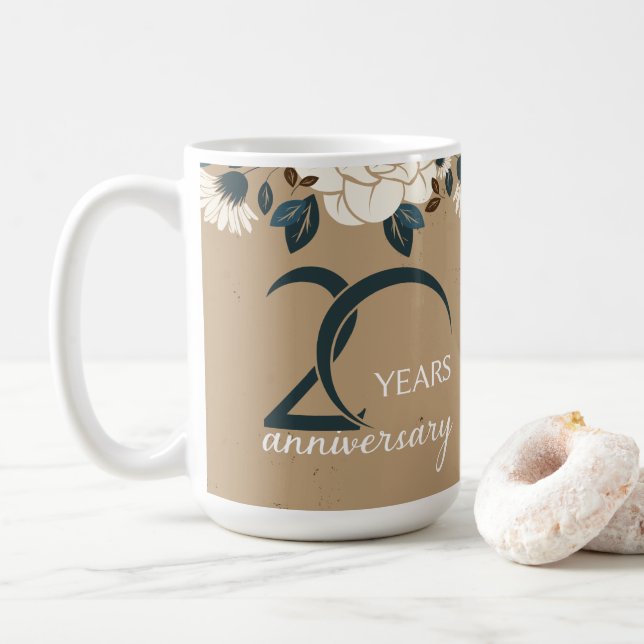 Rustikales Blumenfest 20. Hochzeitstag Kaffeetasse (Mit Donut)