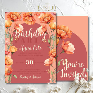 Rustikales Blumengarten Party Wildblume Geburtstag Einladung