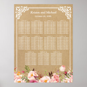 Rustikales Blumengebilde im Kraft-Look Hochzeits Poster