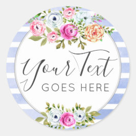 Rustikales Blumengewässer Modernes Strip-Shabby Ch Runder Aufkleber