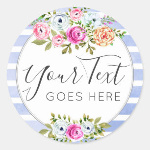 Rustikales Blumengewässer Modernes Strip-Shabby Ch Runder Aufkleber