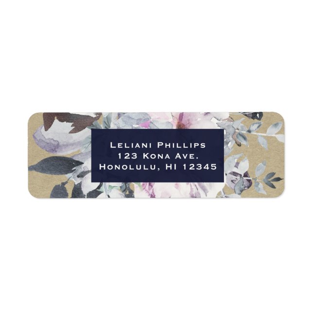 Rustikales Blumenglam Navy Kraft Einladung zur Hoc (Vorne)