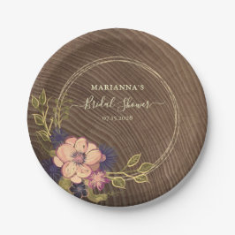 Rustikales Blumenholz-Brautparty Pappteller