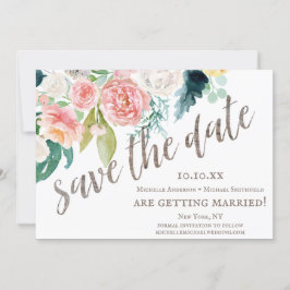 Rustikales Blumenholz Save the Date